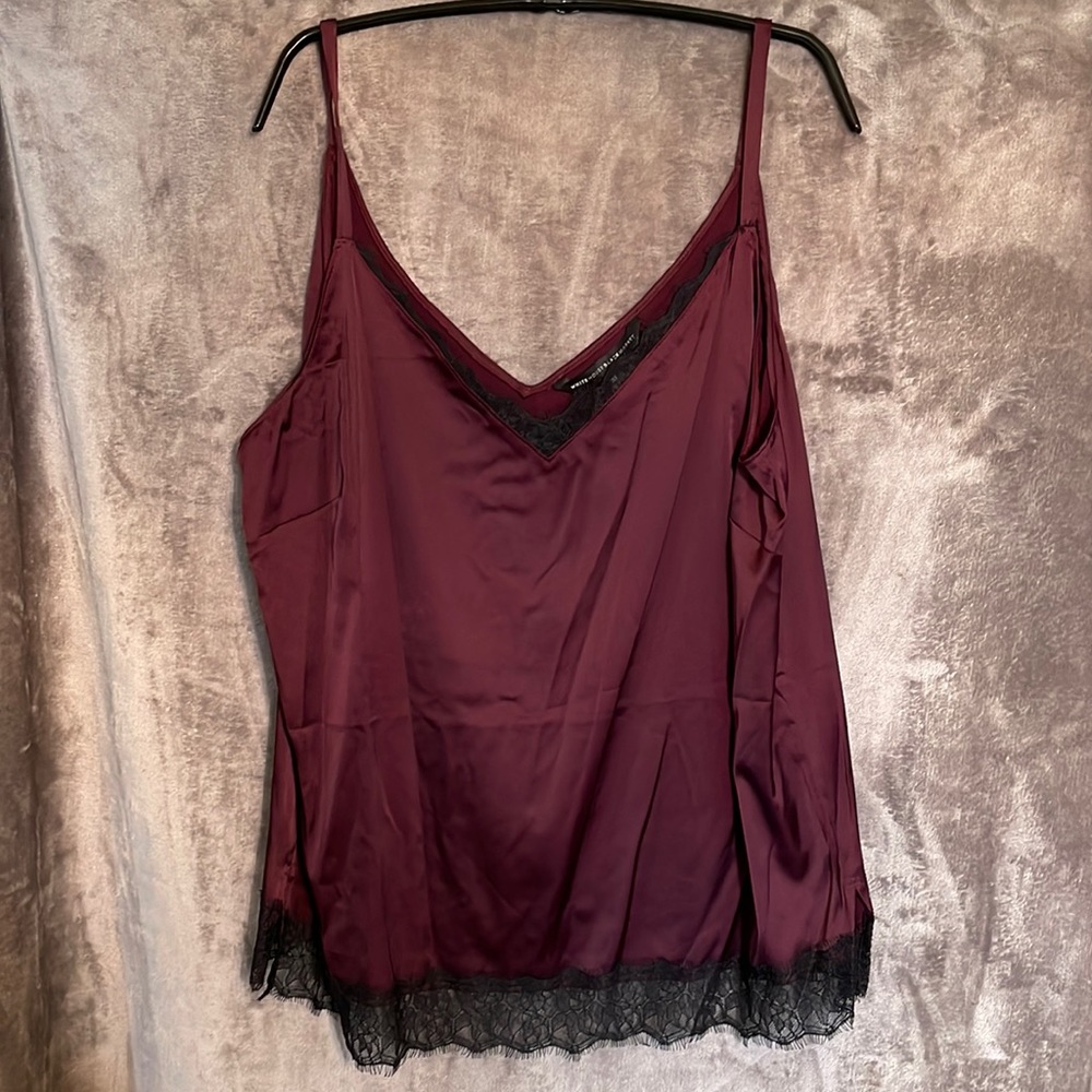 NWT WHBM Size XL Cera Lace Trim Cami Color: Cabernet